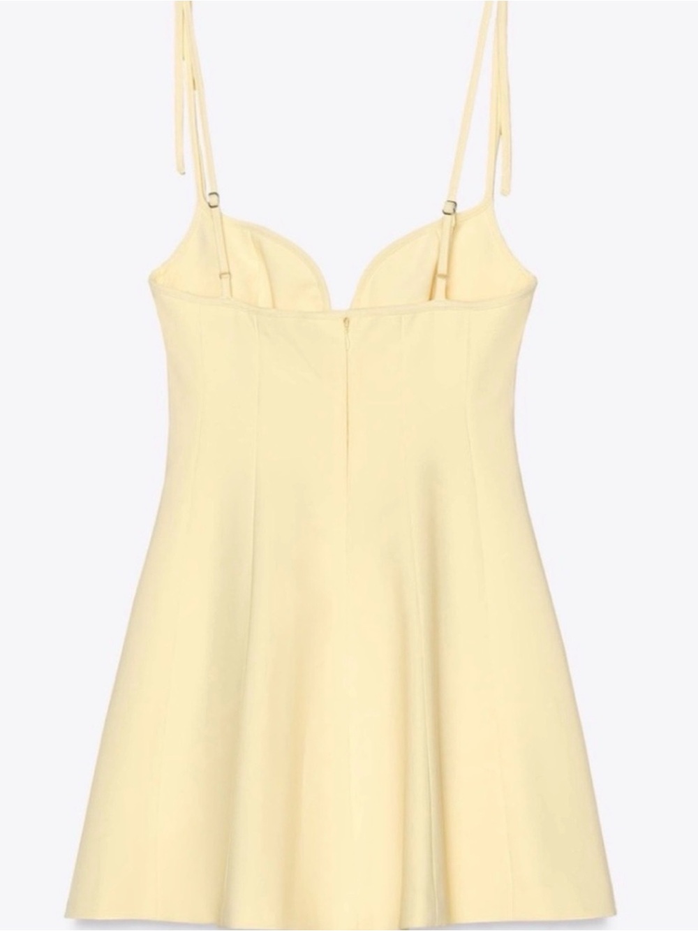 Zara Pale Yellow Sweetheart Mini Slip Dress with Tie Straps - Picture 2 of 2